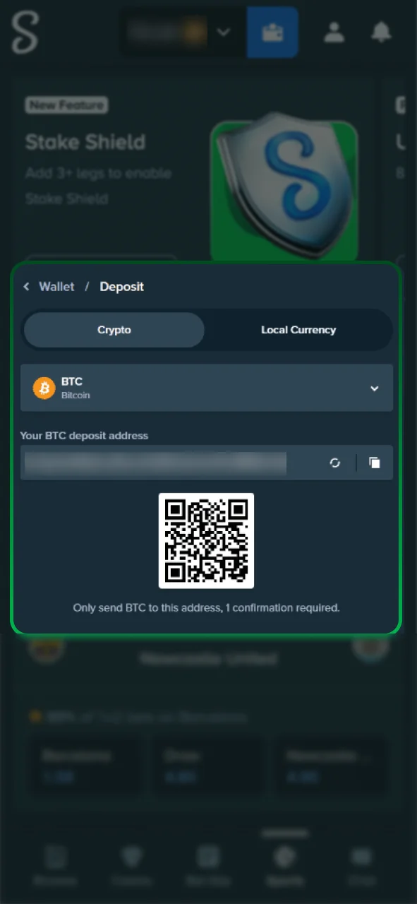 Complete your transaction on Stake to start betting now.