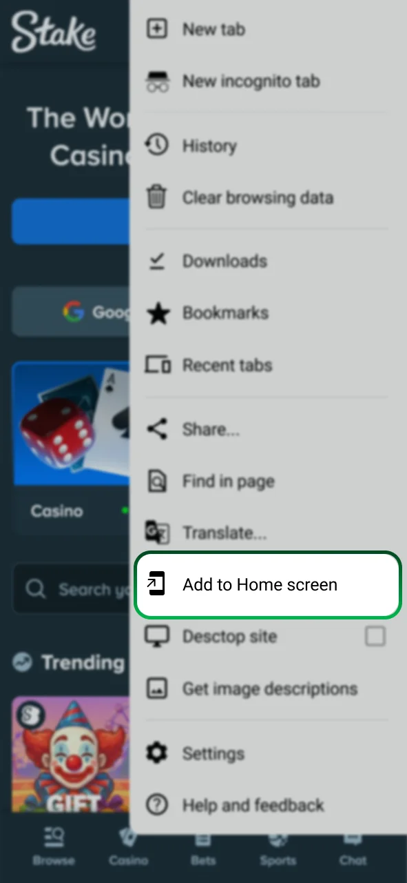 Get the Stake mobile app by adding it to your home screen.