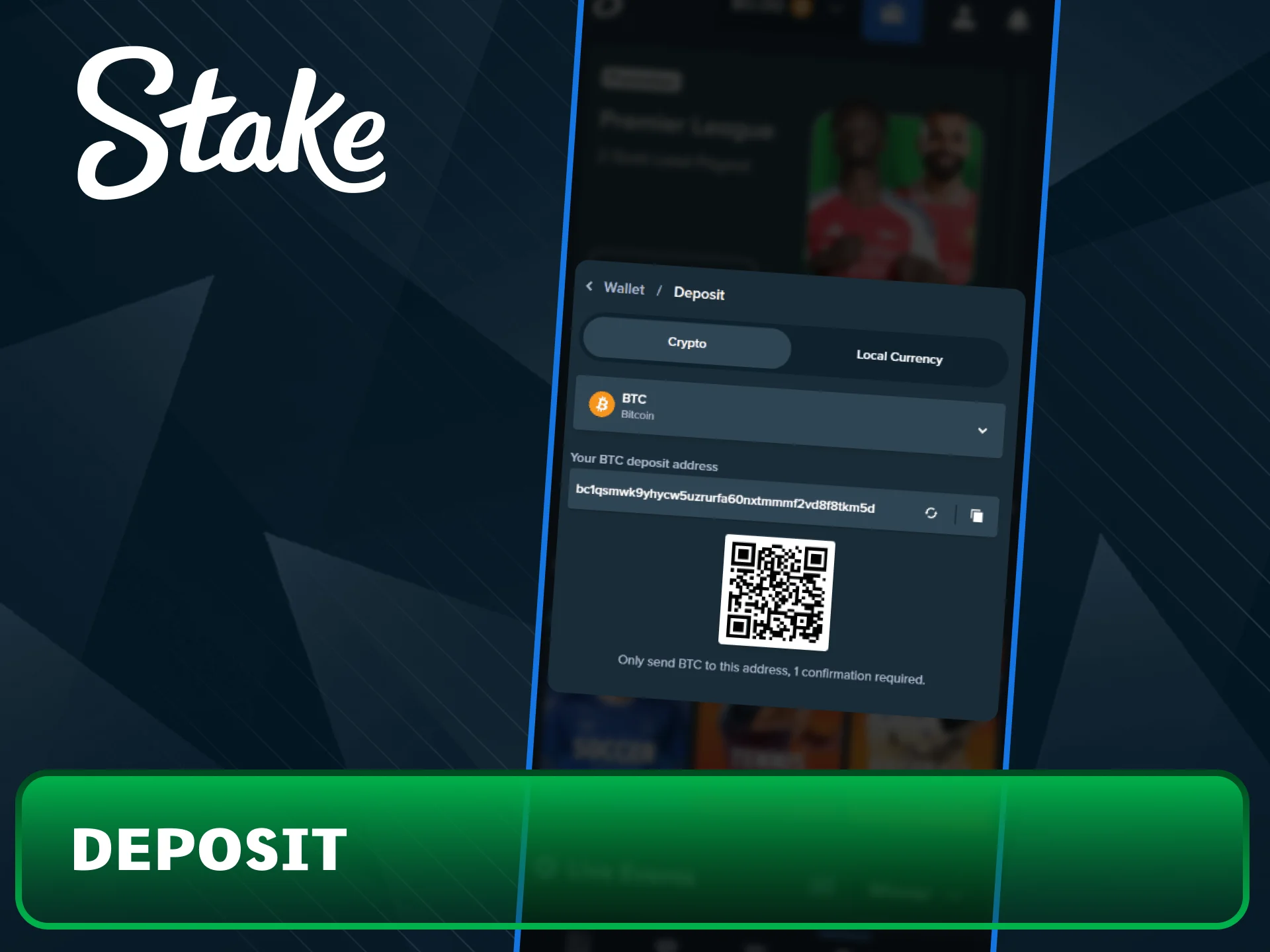 Select a payment method on Stake like UPI or Bitcoin.
