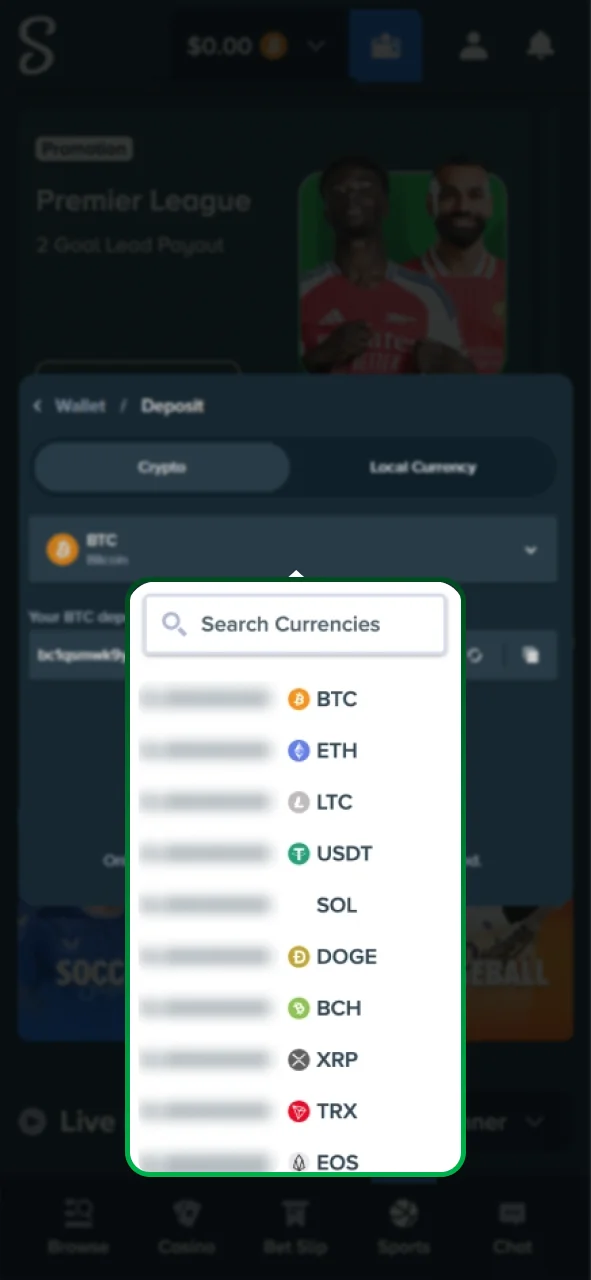 Select your preferred method on Stake from the list.
