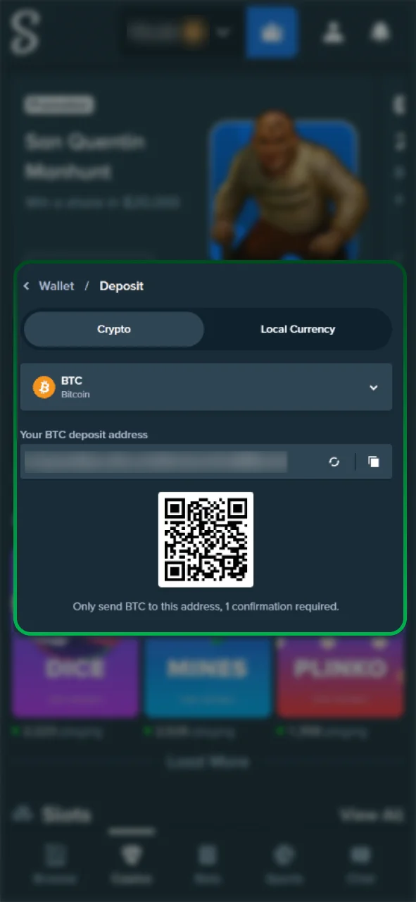 Head to the Stake deposit section to add funds.