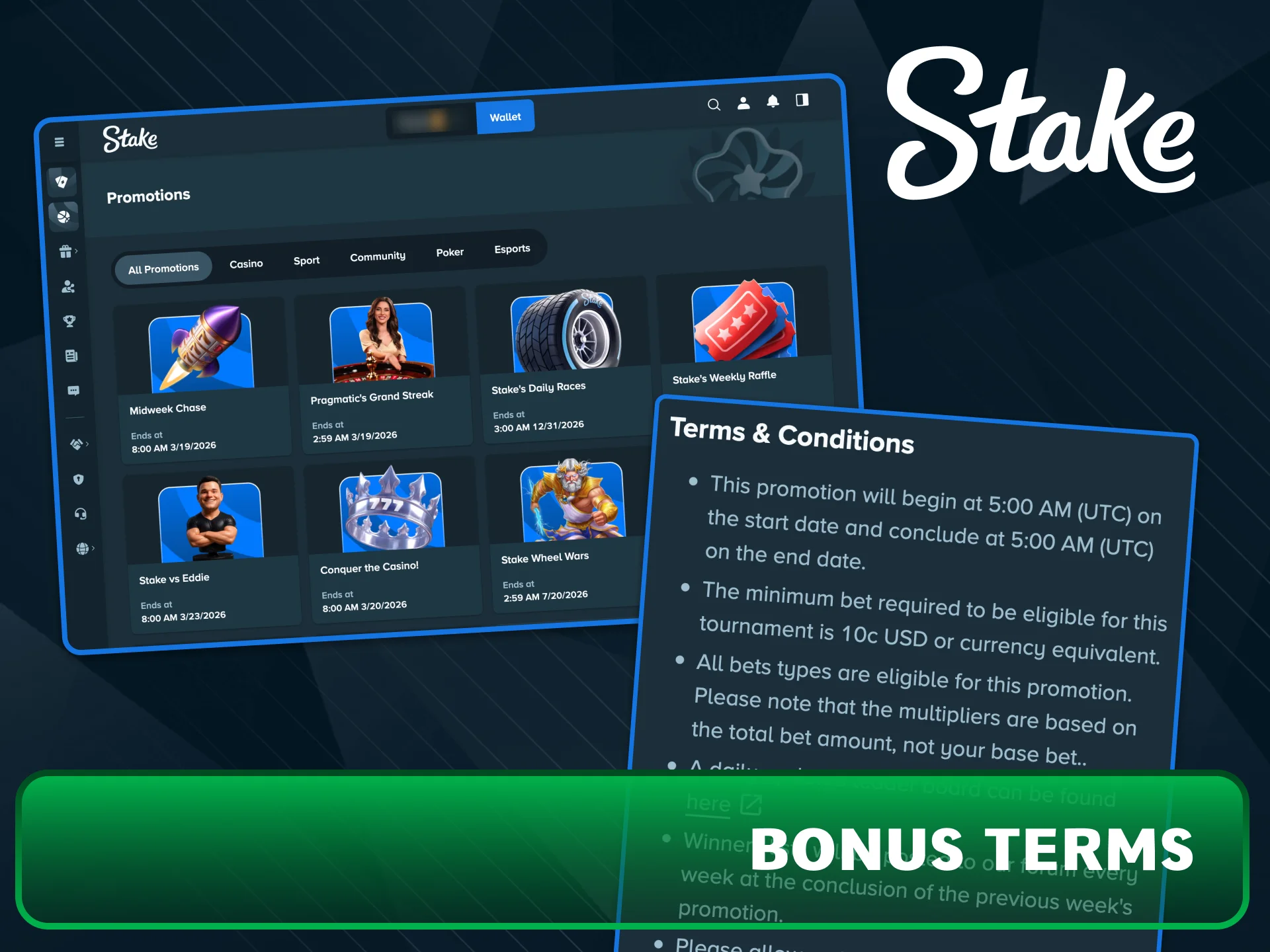 Read Stake bonus rules to understand wagering requirements.