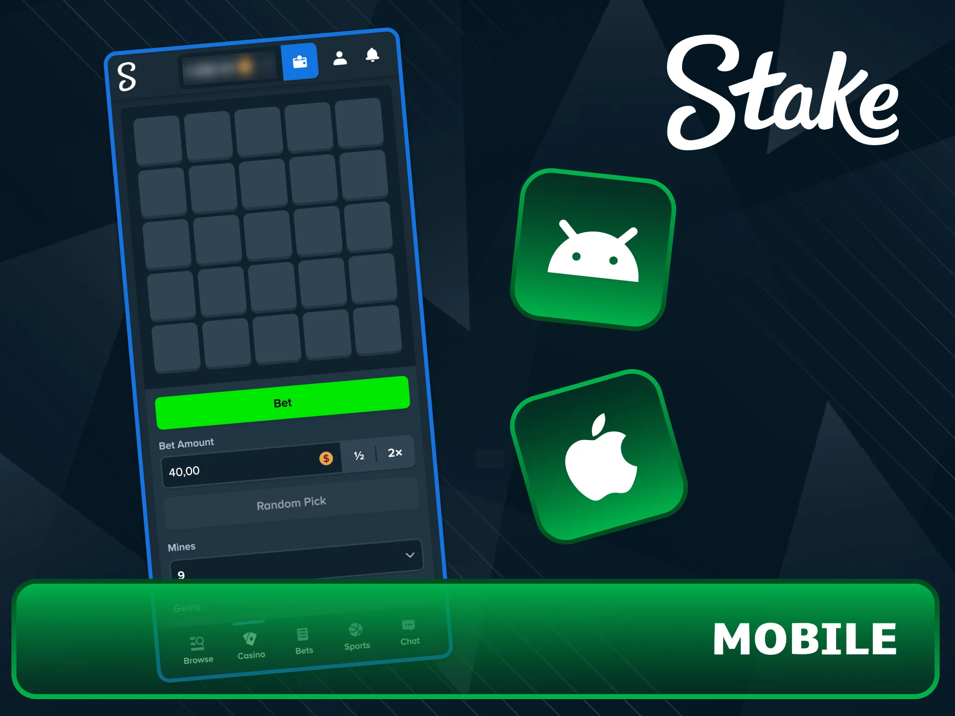 Install the Stake PWA for a premium Mines experience.
