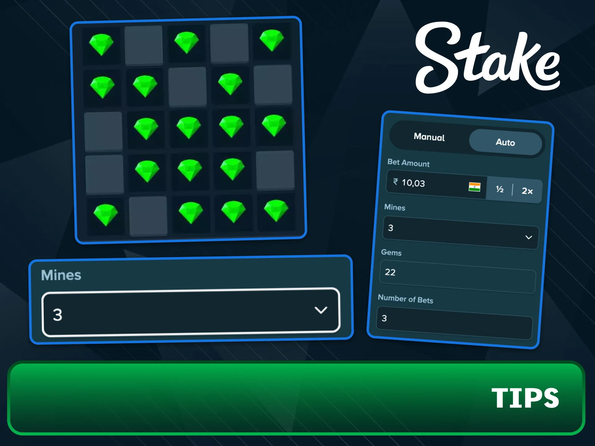 Start with fewer mines on Stake to balance risk.