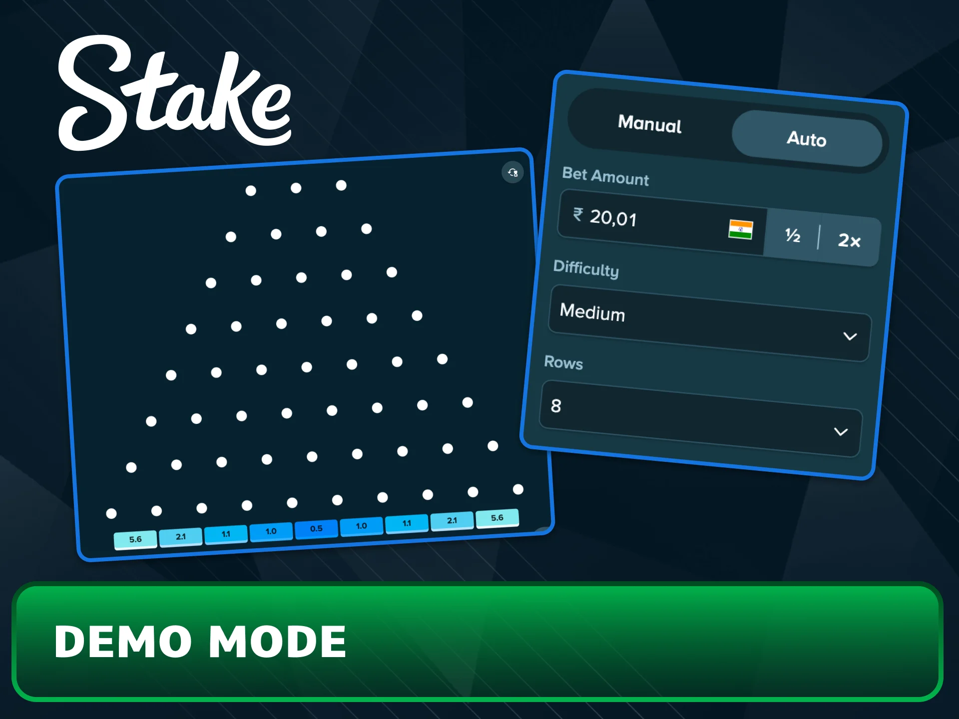 Try Stake Plinko for free in demo mode.