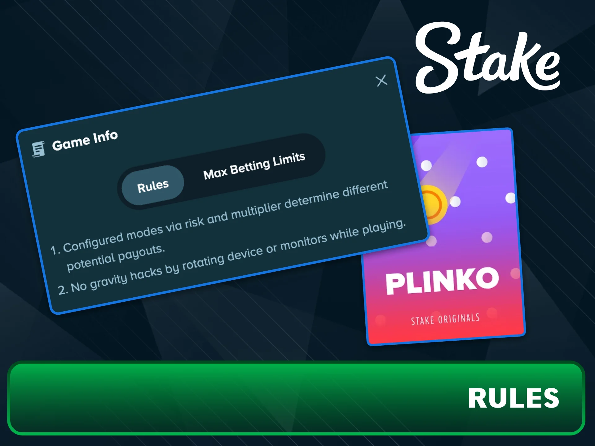 Drop the ball from the top of the Stake Plinko pyramid.