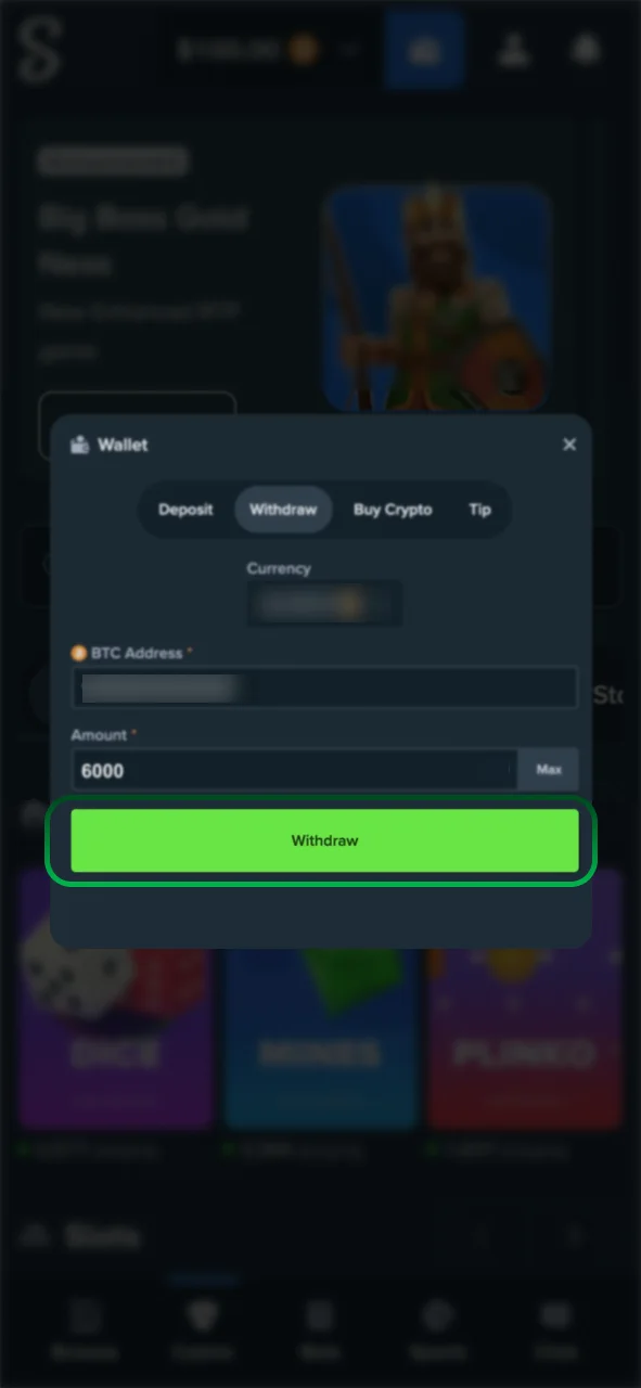 Submit your Stake payout request securely.