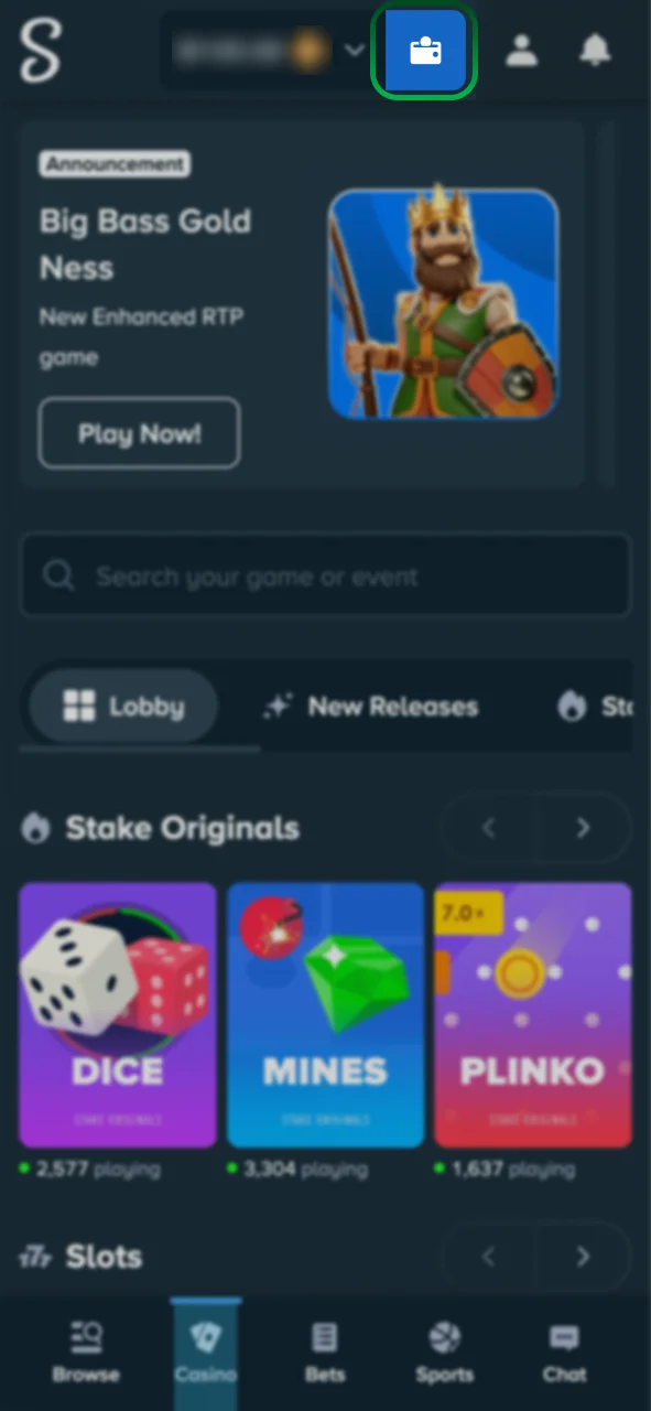 Navigate to the Stake Wallet from the menu.